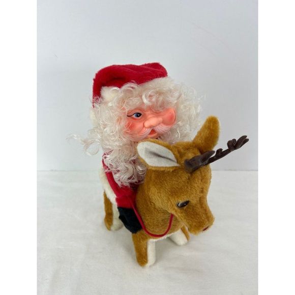 Funny Toys Co Musical Santa Claus On Reindeer RARE in Original Box Light & Sound - Picture 3 of 10